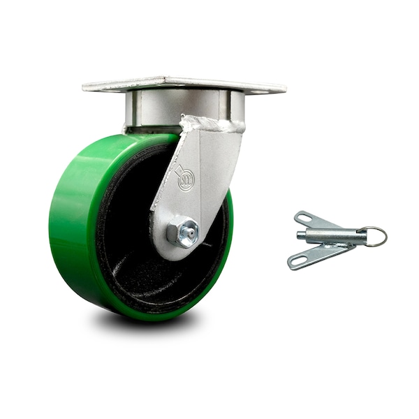 5 Inch Kingpinless Green Poly on Steel Wheel Swivel Caster with Swivel Lock SCC